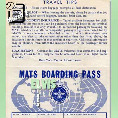 کارت پرواز الویس به تاریخ 2 مارس 1960
