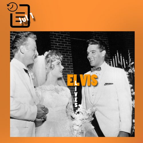 الویس در مراسم عروسی دوستش رد وست و پت بوید (منشی الویس) چنین روزی اول ژوئیه 1961