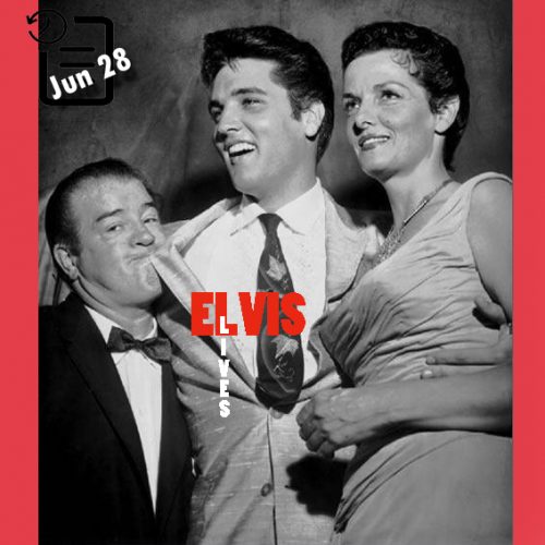 الویس و جین راسل و کمدین معروف لو کاستلو چنین روزی 28 ژوئن 1957